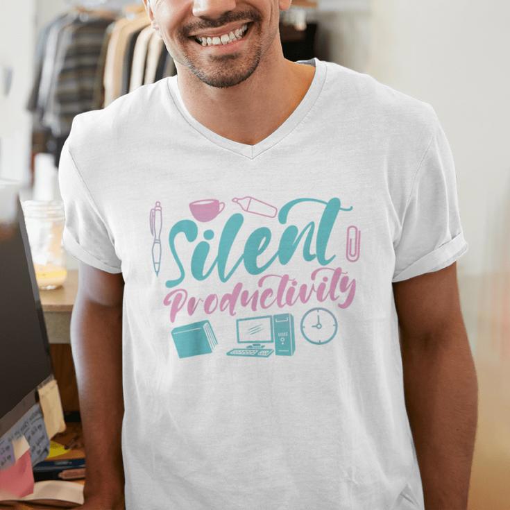 Silent Productivity Introvert Office Staff Secretary Admin Men's V-Neck T-Shirt Silent Productivity Introvert Office Staff Secretary Admin Men's V-Neck T-Shirt