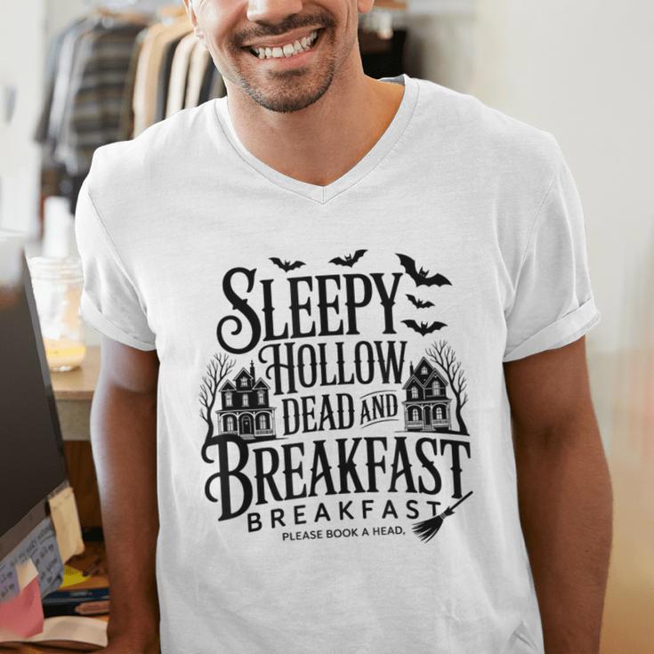 Sleepy Hollow Dead And Breakfast Please Book Ahead Men's V-Neck T-Shirt Sleepy Hollow Dead And Breakfast Please Book Ahead Men's V-Neck T-Shirt