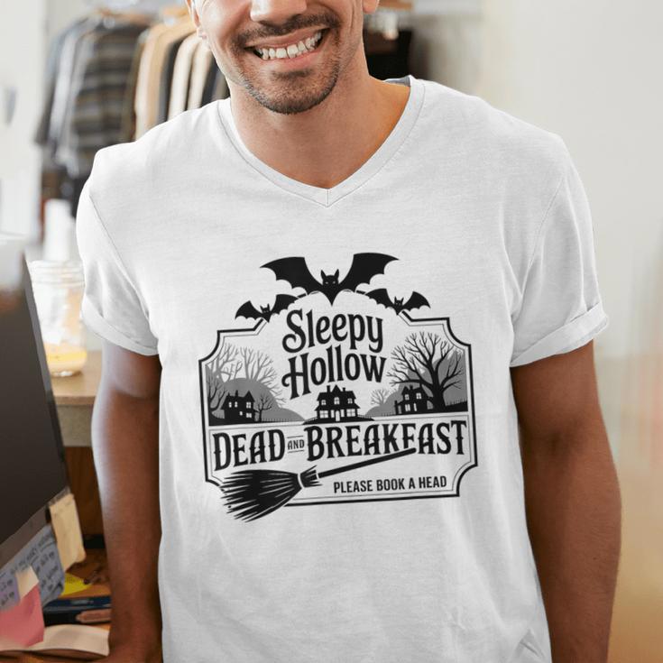 Sleepy Hollow Dead And Breakfast Please Book A Head Men's V-Neck T-Shirt