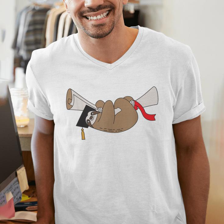 Sloth Graduation Shirt Cute Animal Diploma Grad Men's V-Neck T-Shirt