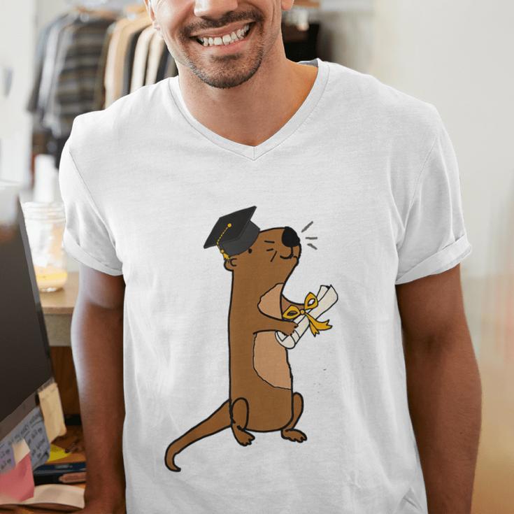 SmileteesGrad Cute Sea Otter Graduation T-Shirt Men's V-Neck T-Shirt