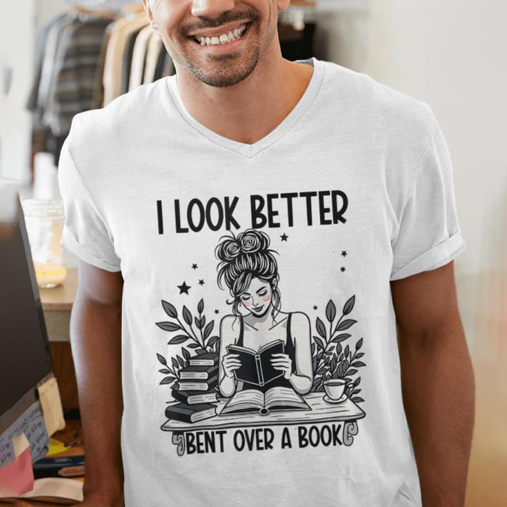 Smutty Spicy Book Smut Reader I Look Better Bent Over A Book Men's V-Neck T-Shirt Smutty Spicy Book Smut Reader I Look Better Bent Over A Book Men's V-Neck T-Shirt