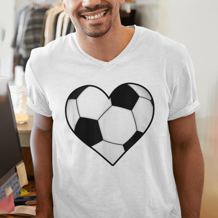 Soccer Ball Heart Idea For Mom Dad Kids T-Shirt Men's V-Neck T-Shirt Soccer Ball Heart Idea For Mom Dad Kids T-Shirt Men's V-Neck T-Shirt
