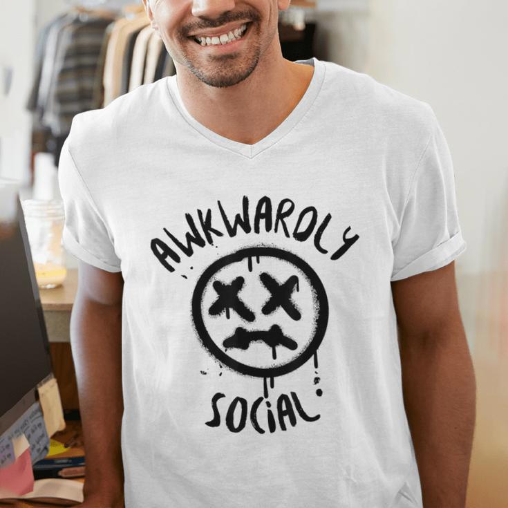 Socially Awkward Introvert Social Anxious Awkwardly Social Men's V-Neck T-Shirt
