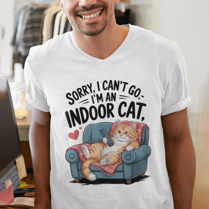 Sorry I Can’t Go I’m An Indoor Cat Couch Introvert Cat Men's V-Neck T-Shirt
