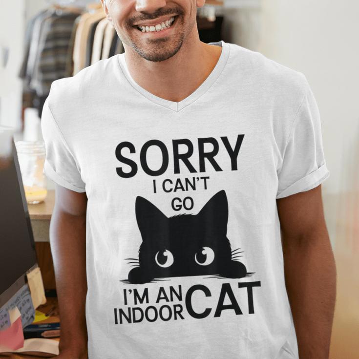 Sorry I Can't Go I'm An Indoor Cat Introvert Cats Men's V-Neck T-Shirt