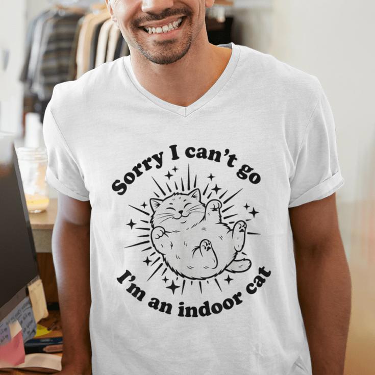 Sorry I Can't Go I'm An Indoor Cat Quote Introvert Men's V-Neck T-Shirt