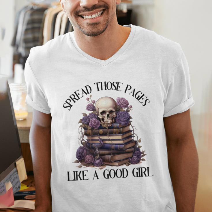 Spread Those Pages Like A Good Girl Dark Romance Spicy Books Men's V-Neck T-Shirt Spread Those Pages Like A Good Girl Dark Romance Spicy Books Men's V-Neck T-Shirt