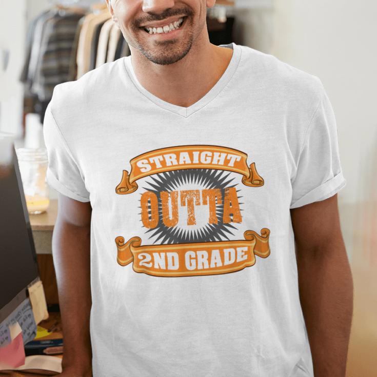 Straight Outta 2nd Grade Shirt Second Graduation Boys Girls Men's V-Neck T-Shirt
