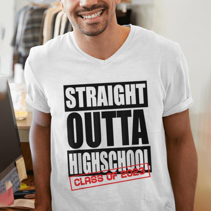Straight Outta High School Class Of 2023 Graduation Men's V-Neck T-Shirt