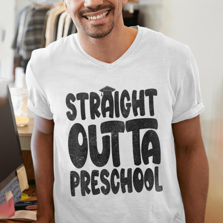 Straight Outta Preschool Graduation Cap Gown 2022 Cute Men's V-Neck T-Shirt