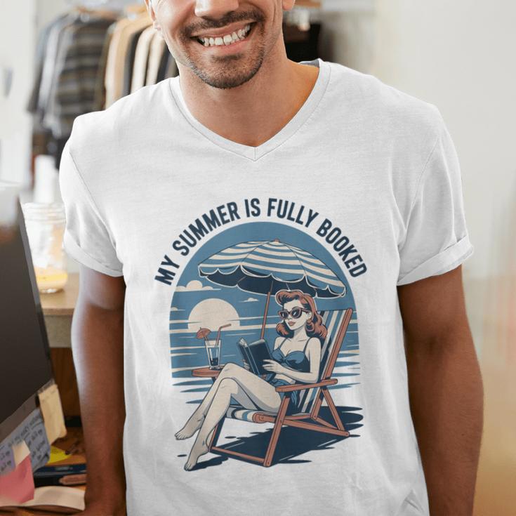 My Summer Is Fully Booked Fun Girls Summer Book Lovers Men's V-Neck T-Shirt My Summer Is Fully Booked Fun Girls Summer Book Lovers Men's V-Neck T-Shirt