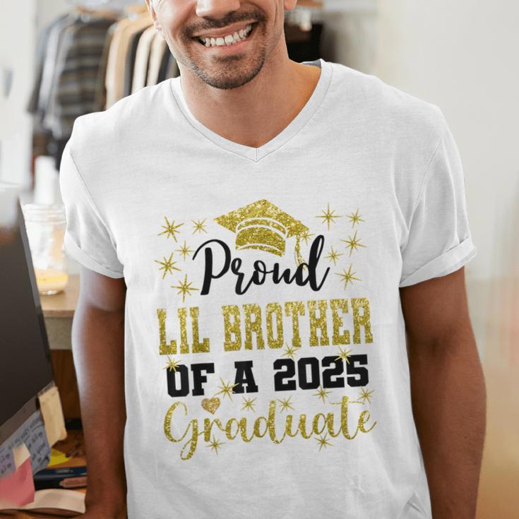 Super Proud Little Brother 2025 Graduate Graduation Family Men's V-Neck T-Shirt