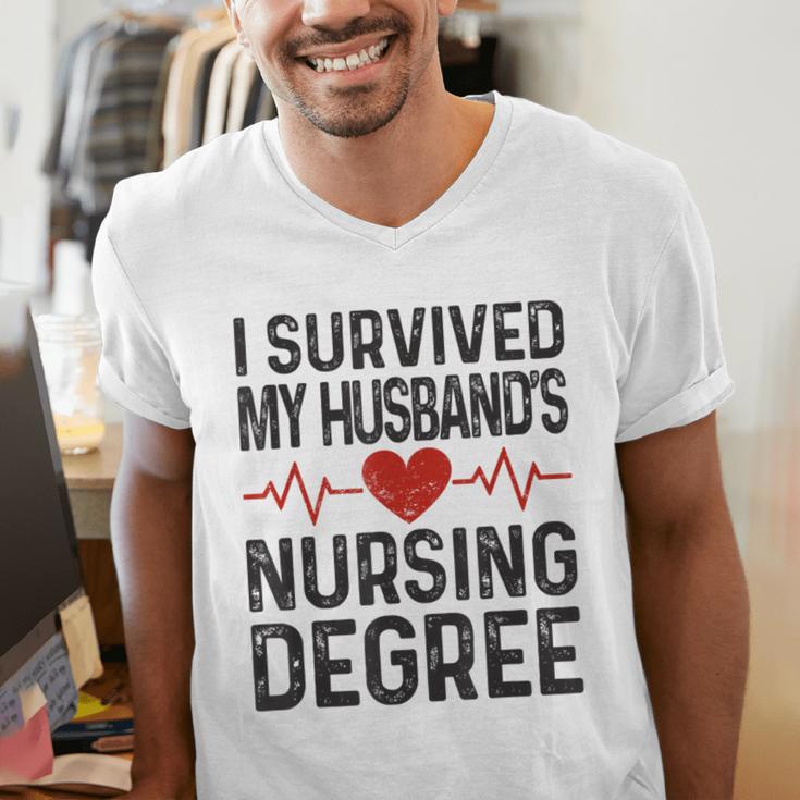 I Survived My Husband's Nursing Degree School Graduation Men's V-Neck T-Shirt