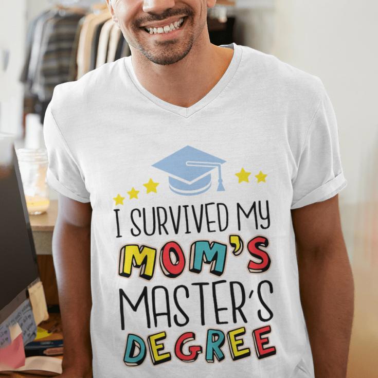 I Survived My Mom's Master's Degree Master Graduation Men's V-Neck T-Shirt