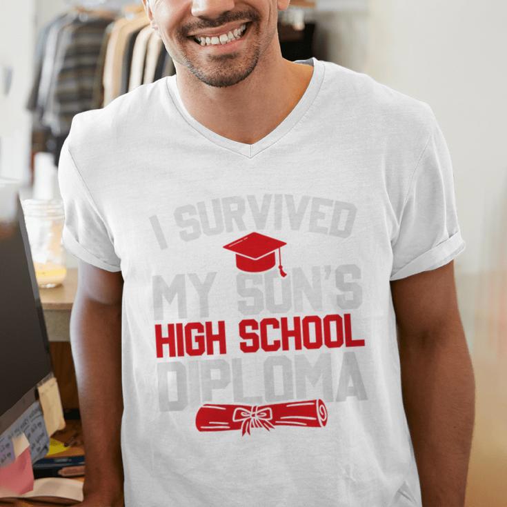 I Survived My Son's High School Diploma Graduation Premium Men's V-Neck T-Shirt