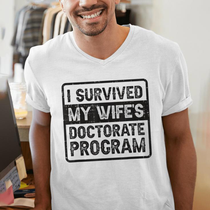 I Survived My Wife's Doctorate Program PhD Graduation Men's V-Neck T-Shirt