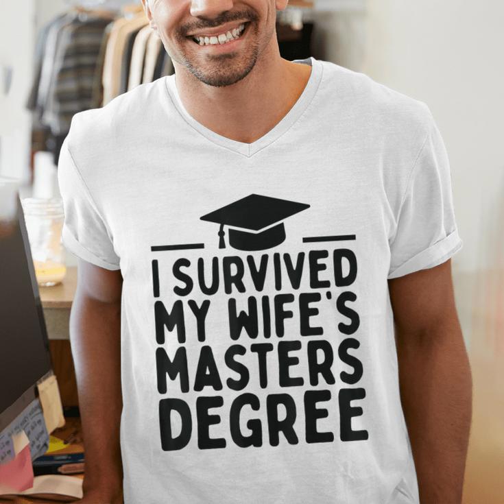 I Survived My Wife's Masters Degree Graduation Class Of 2025 Men's V-Neck T-Shirt