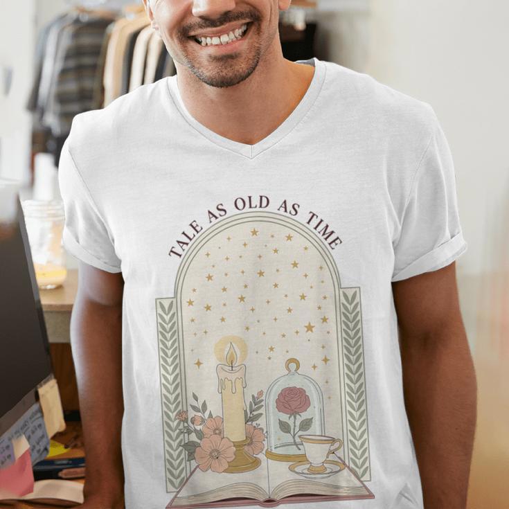 Tale As Old As Time Rose Candle And Book Men's V-Neck T-Shirt