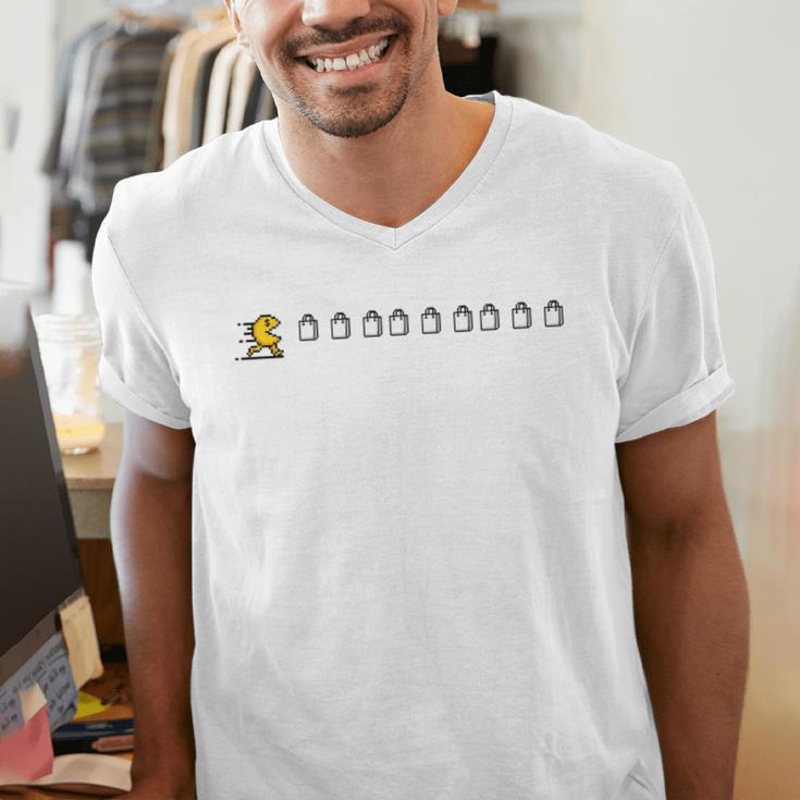 Thanksgiving Fun Nostalgia Pixels Shopping Therapy Men's V-Neck T-Shirt