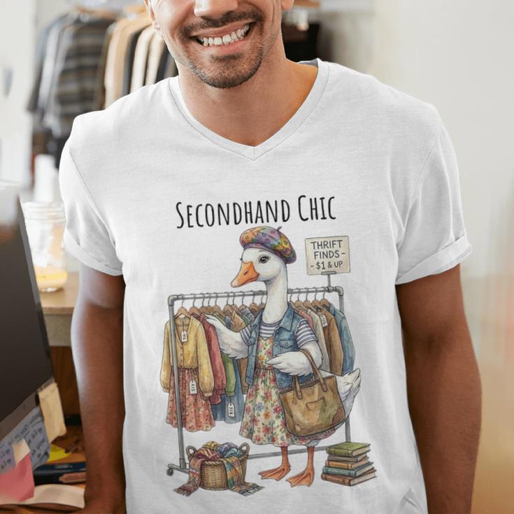 Thrifting Goose Vintage Fashion Book Lover Men's V-Neck T-Shirt