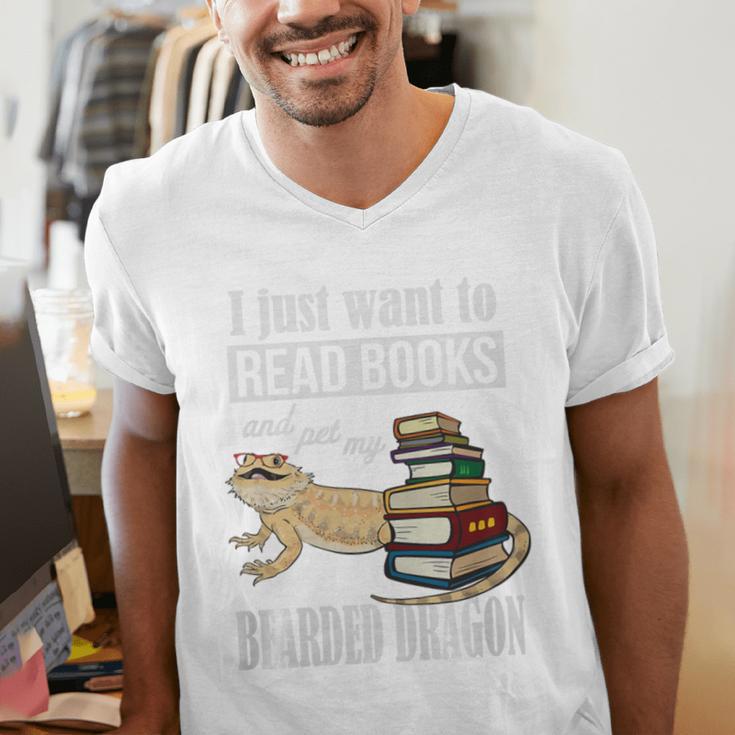 Tiny Dinosaur Read Books & Pet My Bearded Dragon Lover Premium Tri-Blend Men's V-Neck T-Shirt Tiny Dinosaur Read Books & Pet My Bearded Dragon Lover Premium Tri-Blend Men's V-Neck T-Shirt