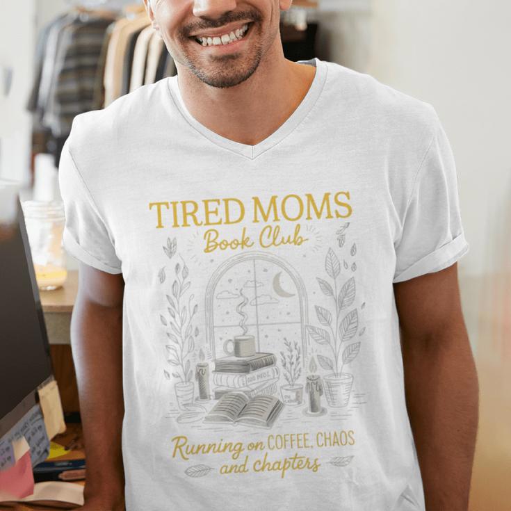 Tired Moms Book Club Coffee Chaos Readers Cozy Men's V-Neck T-Shirt