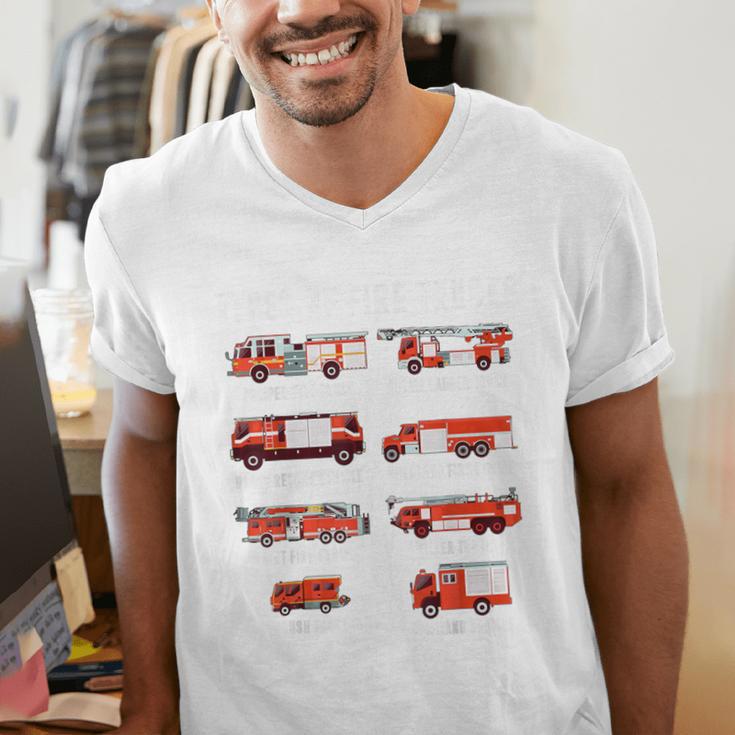Toddler Boy Types Of FireTruck Firefighter Baby Dad Fireman Men's V-Neck T-Shirt