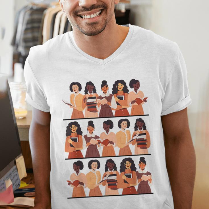 History Month Educated Black Women Girls Reading Books Men's V-Neck T-Shirt