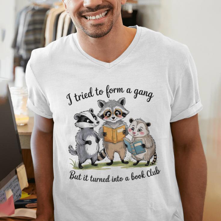 I Tried To Form A Gang But It Turned Into A Book-Club Reader Men's V-Neck T-Shirt
