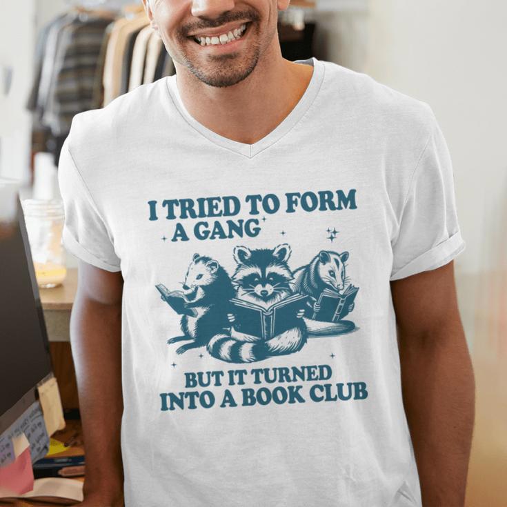 I Tried To Form A Gang But It Turned Into A Book-Club Reader Premium Tri-Blend Men's V-Neck T-Shirt
