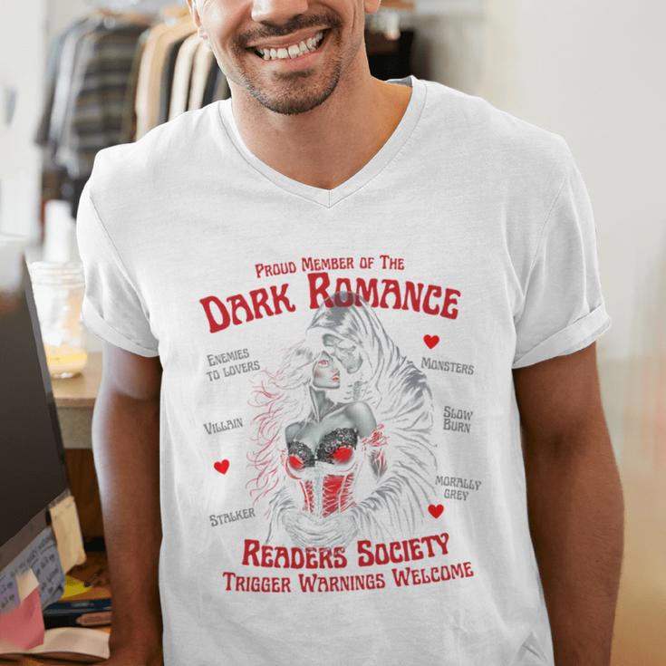 Trigger Warning Book Lover Dark Romance Smut Reader Men's V-Neck T-Shirt Trigger Warning Book Lover Dark Romance Smut Reader Men's V-Neck T-Shirt
