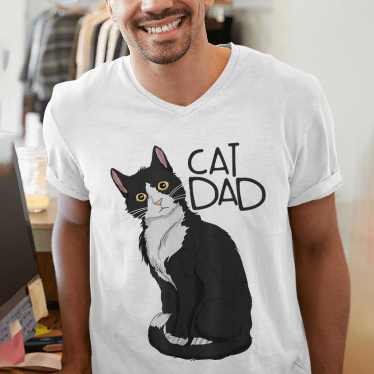 Tuxedo Cat Dad Cat Dad Tuxedo Cat Dad Men's V-Neck T-Shirt