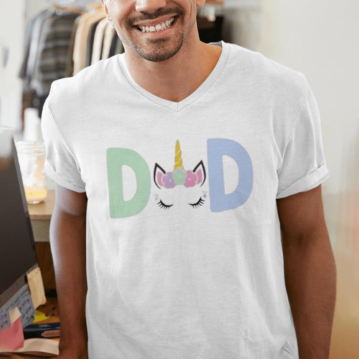Unicorn Dad First Birthday Girl Family Matching Mama Party Men's V-Neck T-Shirt