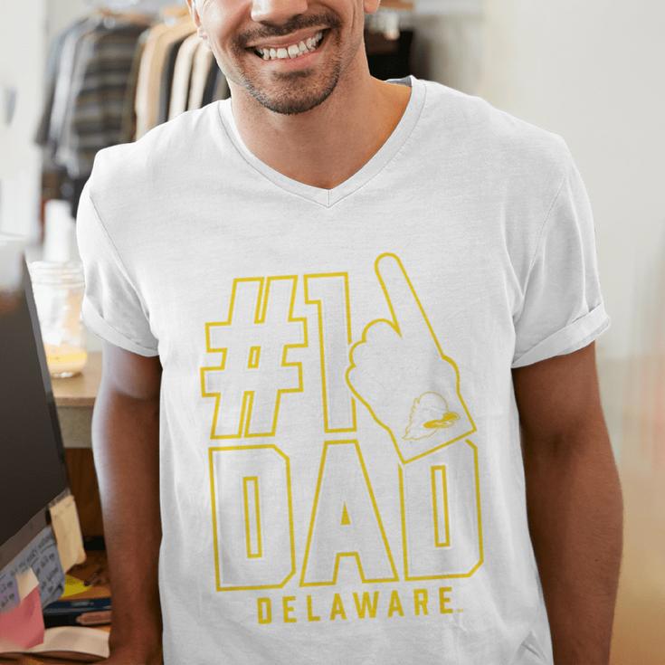 University Of Delaware Blue Hens 1 Dad Men's V-Neck T-Shirt University Of Delaware Blue Hens 1 Dad Men's V-Neck T-Shirt