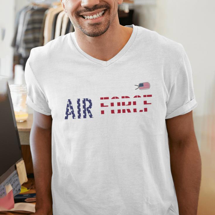 US Flag Proud Air Force Dad Men's V-Neck T-Shirt