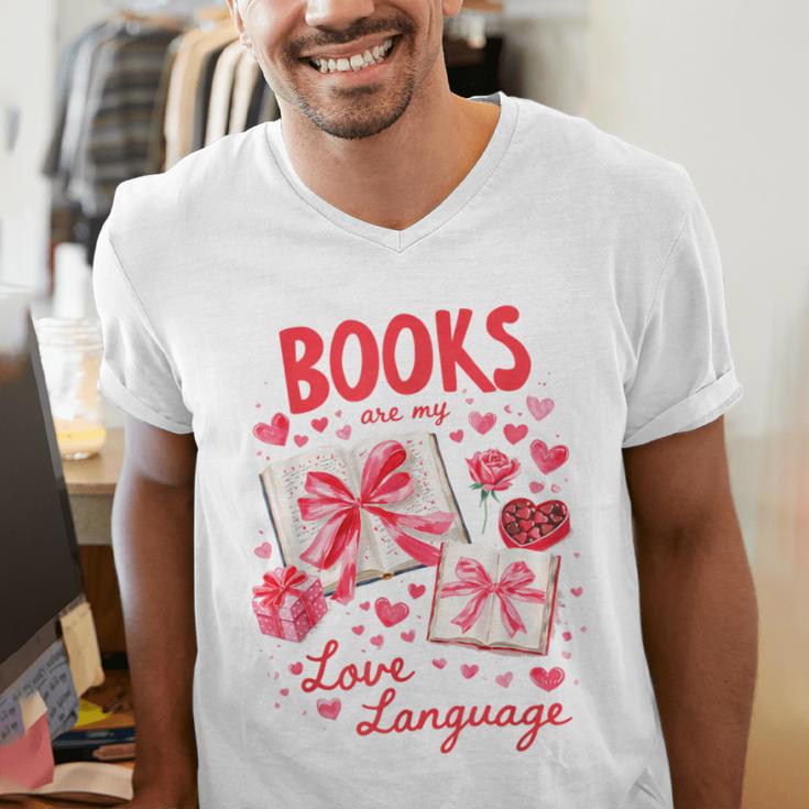 Valentines Book Lover Romance Books Are My Love Language Men's V-Neck T-Shirt Valentines Book Lover Romance Books Are My Love Language Men's V-Neck T-Shirt