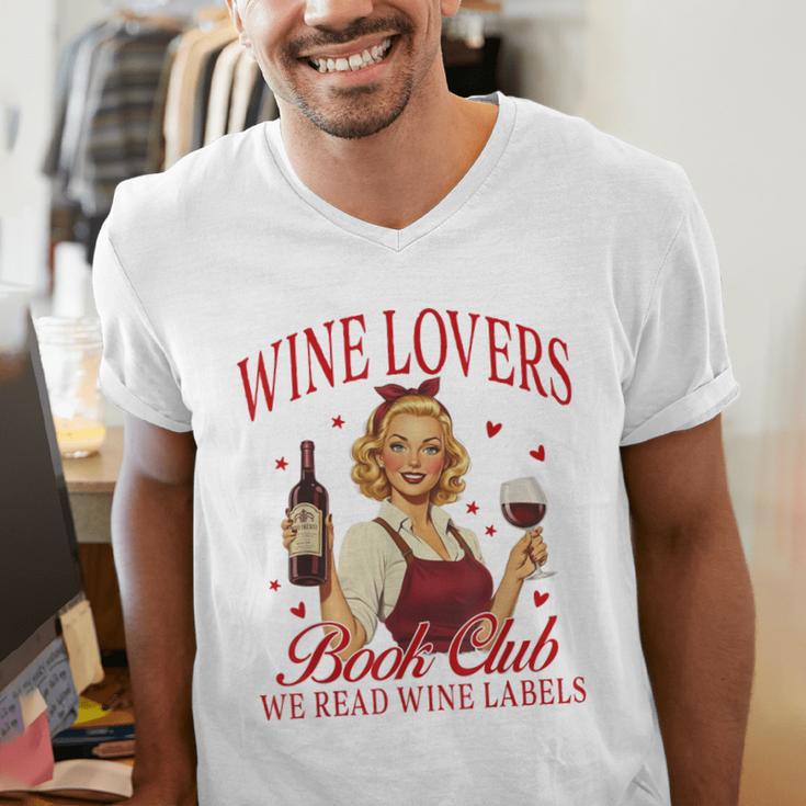 Valentine’s Day Wine Lovers Book Club We Read Wine Labels Men's V-Neck T-Shirt