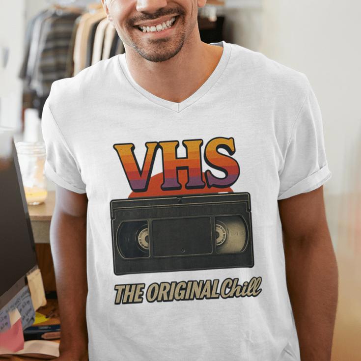 VHS Tape Nostalgia Old School Technology Humor Premium Men's V-Neck T-Shirt