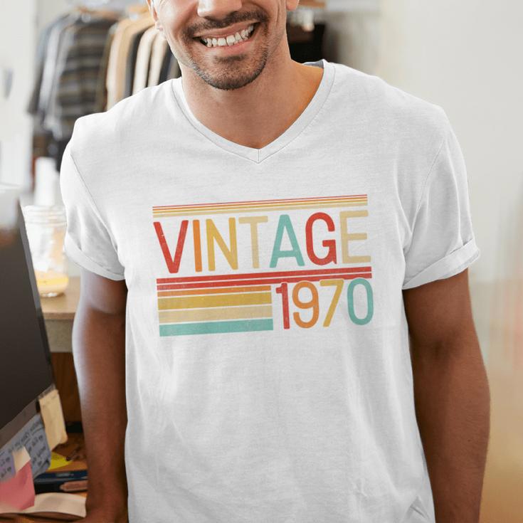 Vintage 1970 Birthday Retro Style 70's Born Nostalgia Party Premium Tri-Blend Men's V-Neck T-Shirt Vintage 1970 Birthday Retro Style 70's Born Nostalgia Party Premium Tri-Blend Men's V-Neck T-Shirt