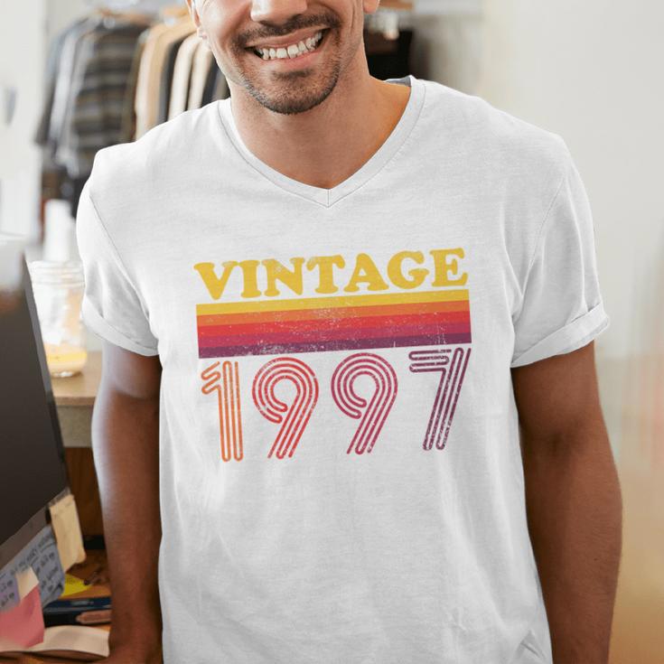 Vintage 1997 Retro Style 90's Born Nostalgia Vibes Birthday Premium Tri-Blend Men's V-Neck T-Shirt