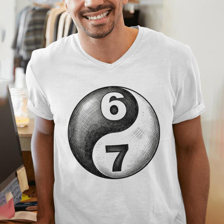Vintage 6 7 Sketch Yin Yang Namaste Six Seven Nostalgia Men's V-Neck T-Shirt Vintage 6 7 Sketch Yin Yang Namaste Six Seven Nostalgia Men's V-Neck T-Shirt