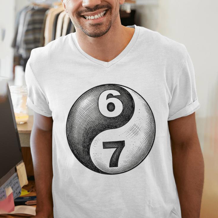 Vintage 6 7 Sketch Yin Yang Namaste Six Seven Nostalgia Men's V-Neck T-Shirt