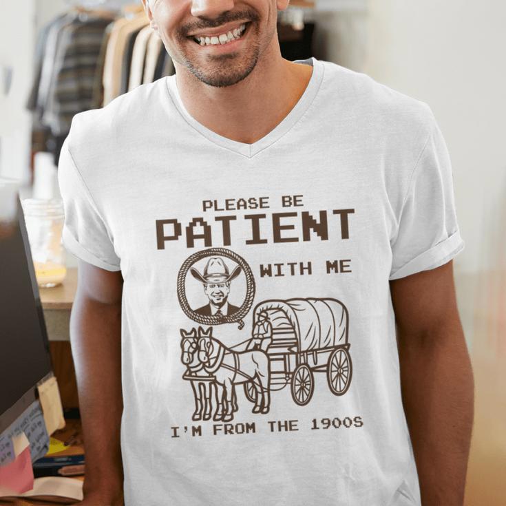 Vintage Biden Please Be Patient With Me I'm From The 1900s Men's V-Neck T-Shirt Vintage Biden Please Be Patient With Me I'm From The 1900s Men's V-Neck T-Shirt