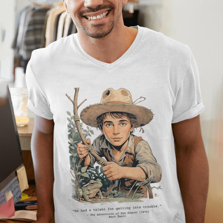 Vintage Children's Books The Adventures Of Tom Sawyer 1876 Men's V-Neck T-Shirt Vintage Children's Books The Adventures Of Tom Sawyer 1876 Men's V-Neck T-Shirt