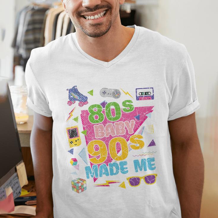 Vintage Retro 80's Baby 90's Made Me 1980s 1990s Nostalgia Premium Tri-Blend Men's V-Neck T-Shirt