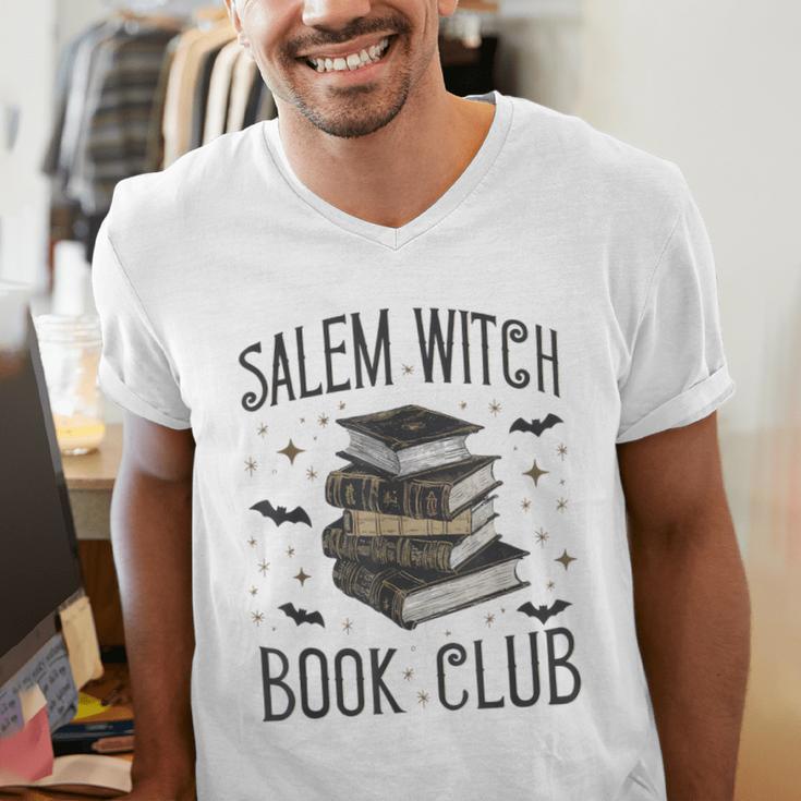 Vintage Salem Book Club Cat Bookish Spooky Halloween Men's V-Neck T-Shirt Vintage Salem Book Club Cat Bookish Spooky Halloween Men's V-Neck T-Shirt
