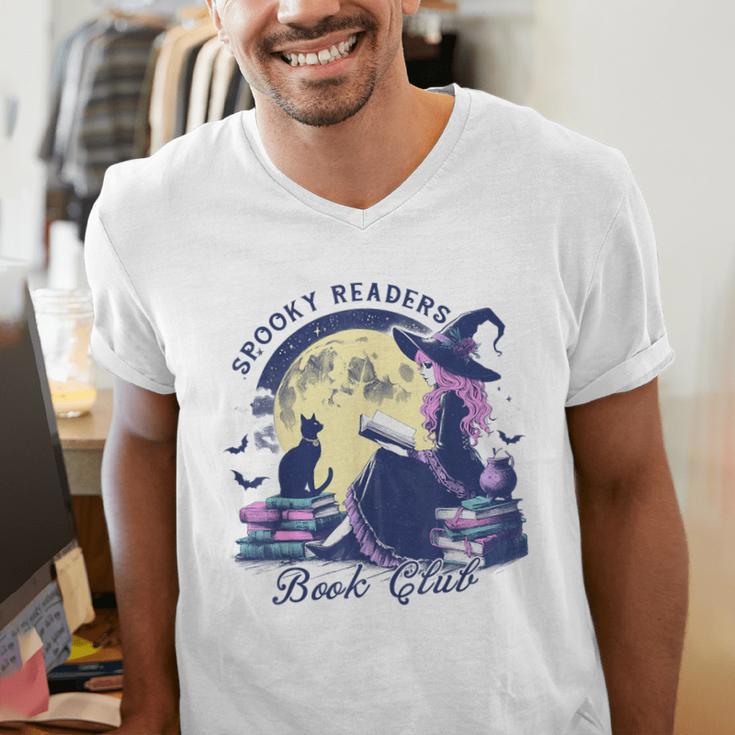 Vintage Sexy Witch Spooky Readers Book Lover Club Halloween Men's V-Neck T-Shirt