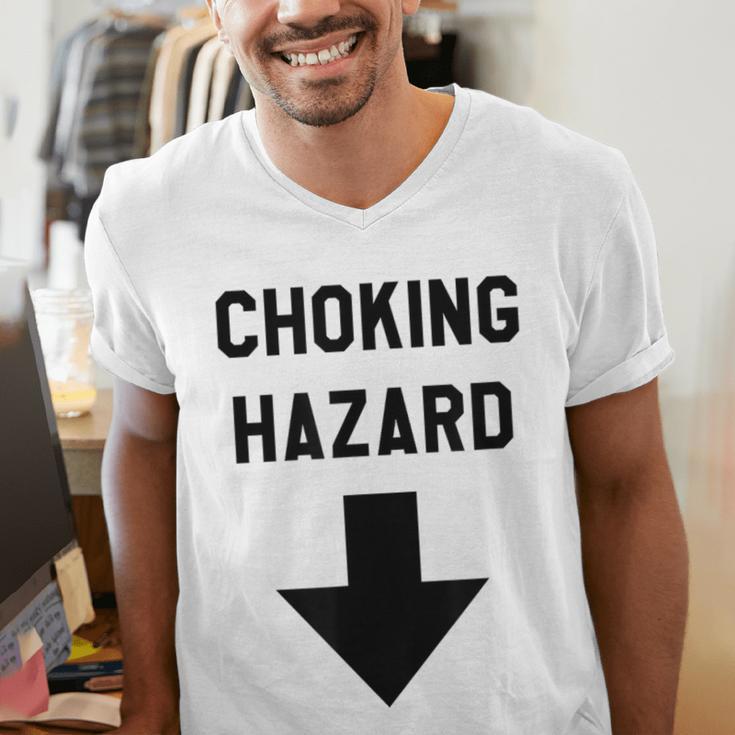 Viral And Internet Meme Crude Gag Apparel Choking Hazard Adult Dad Joke Men's V-Neck T-Shirt Viral And Internet Meme Crude Gag Apparel Choking Hazard Adult Dad Joke Men's V-Neck T-Shirt