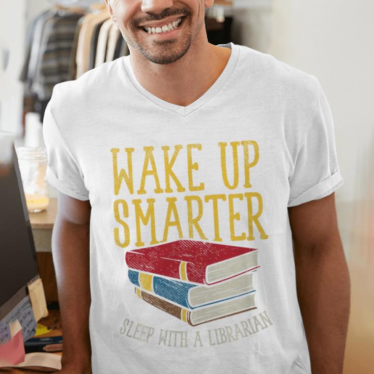 Wake Up Smarter Librarian Book Stack Premium Tri-Blend Men's V-Neck T-Shirt